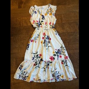 New never worn White Floral Midi Summer Dress
